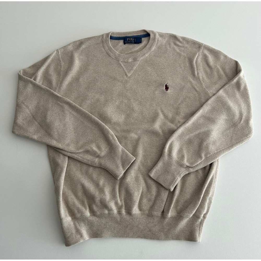 Polo Ralph Lauren Men's Cotton Crewneck Sweater – Camel Beige – Size M